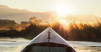 Boat on River in Myanmar