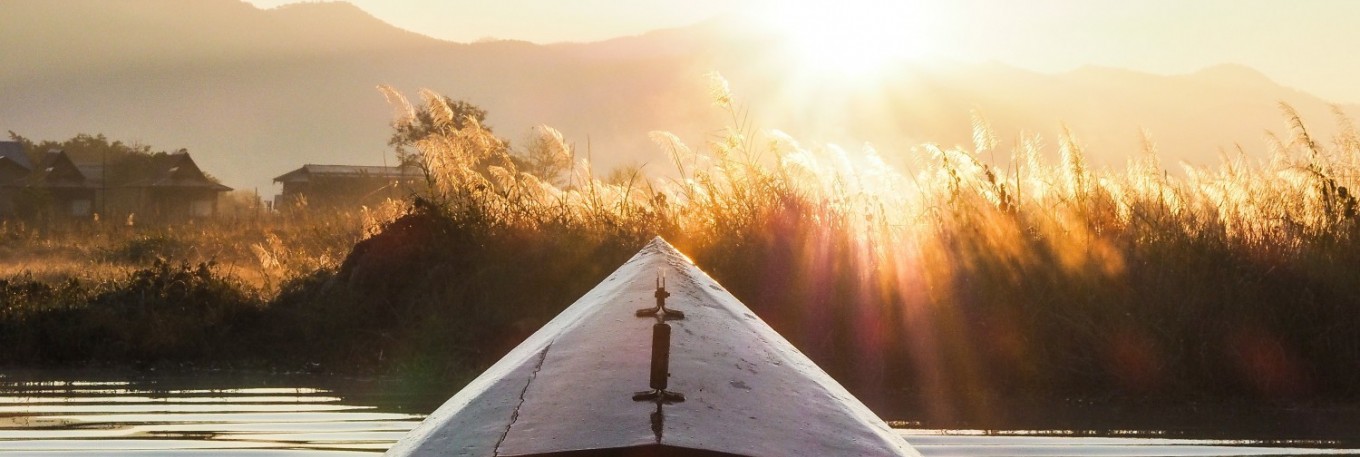 Boat on River in Myanmar